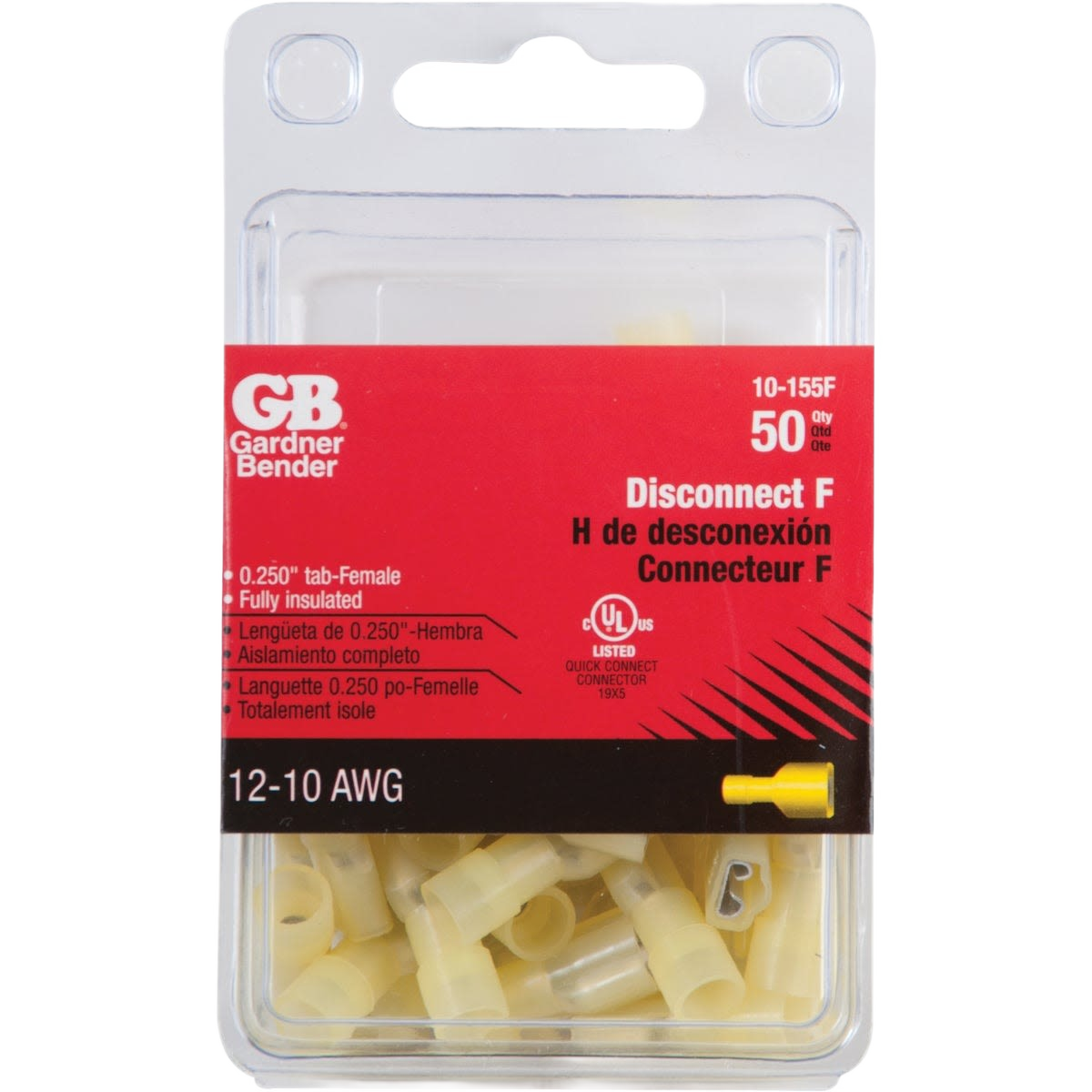 50-pack of yellow fully insulated female electrical disconnects for wire connections in home improvement collections