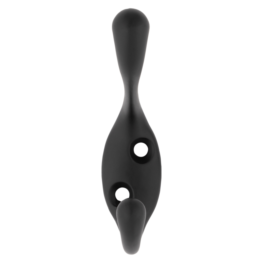 Matte black heavy duty coat hook with dual hooks for door and window accessories in home improvement collections under $50