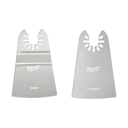 Set of two Milwaukee metal scrapers with open-lok design, one rigid and one flexible blade for tools and home improvement tasks