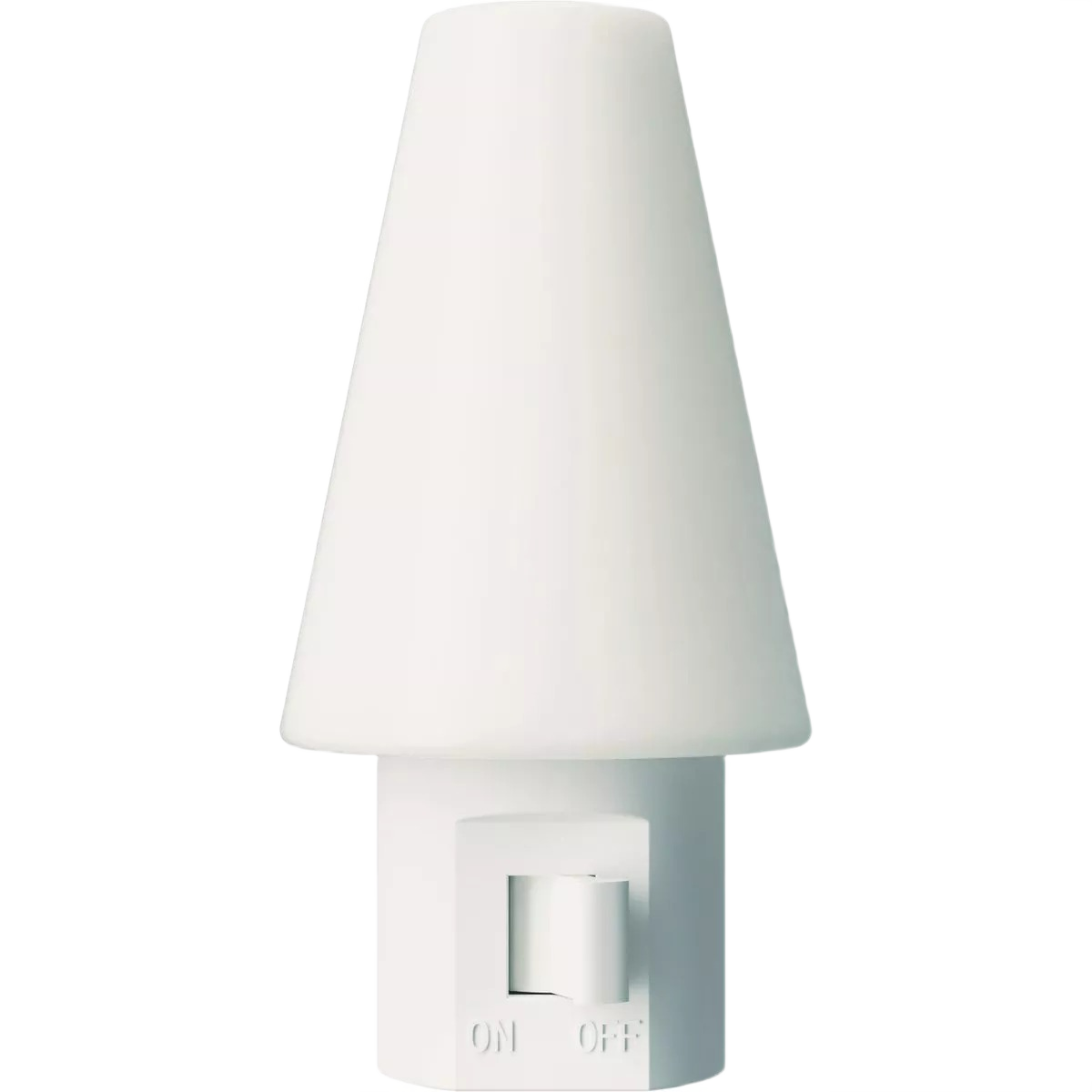 White plug-in LED night light with frosted lens and on/off switch for home lighting and electrical accessories collection