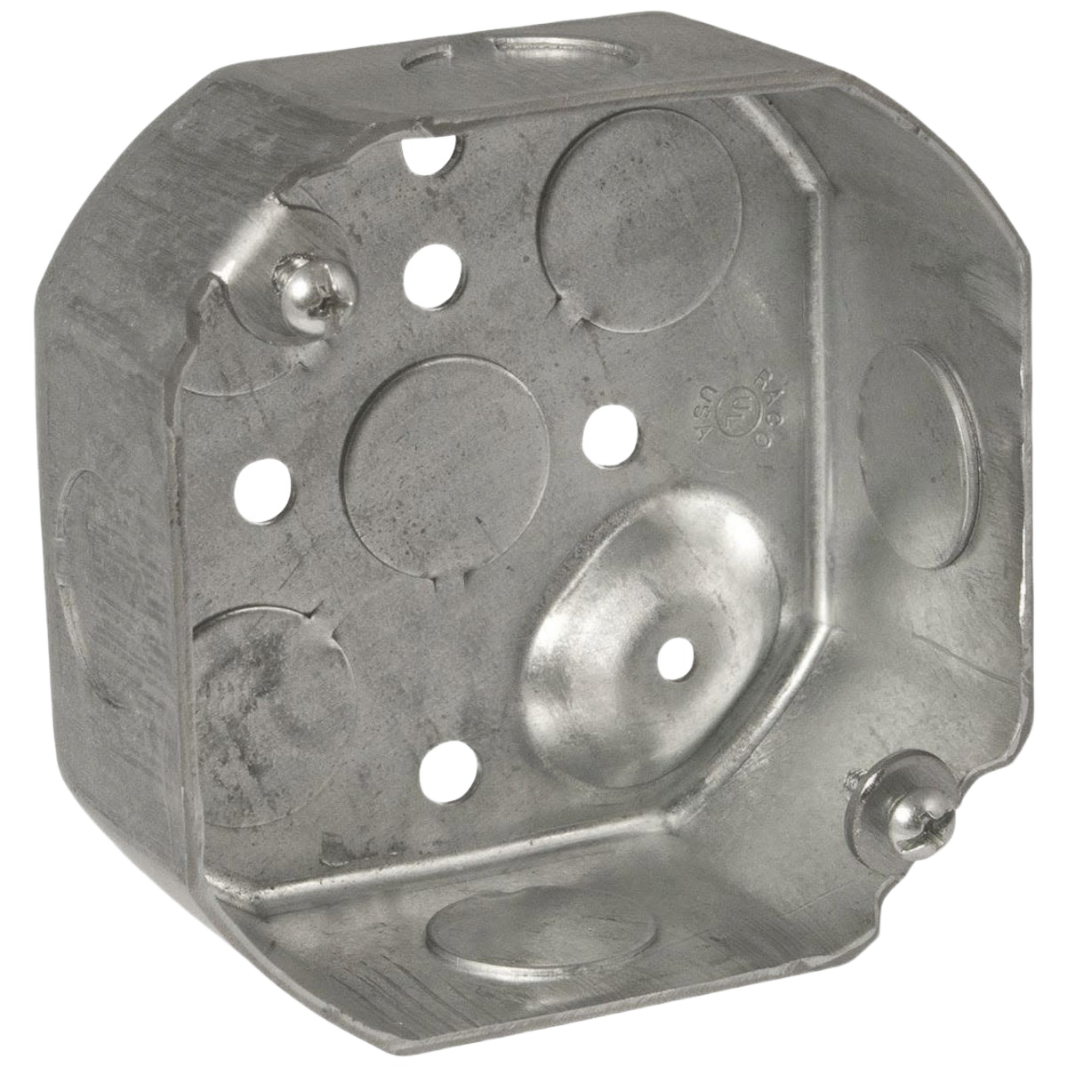 Galvanized steel octagon electrical box with multiple knockouts for lighting and outlet installation under $50 collections
