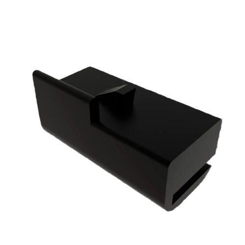 Black plastic electrical connector housing component with locking tab for secure wiring connections in tools and home improvement tasks