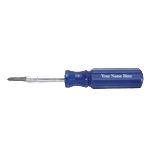 Blue-handled multi-bit screwdriver with ergonomic grip for versatile home improvement tasks