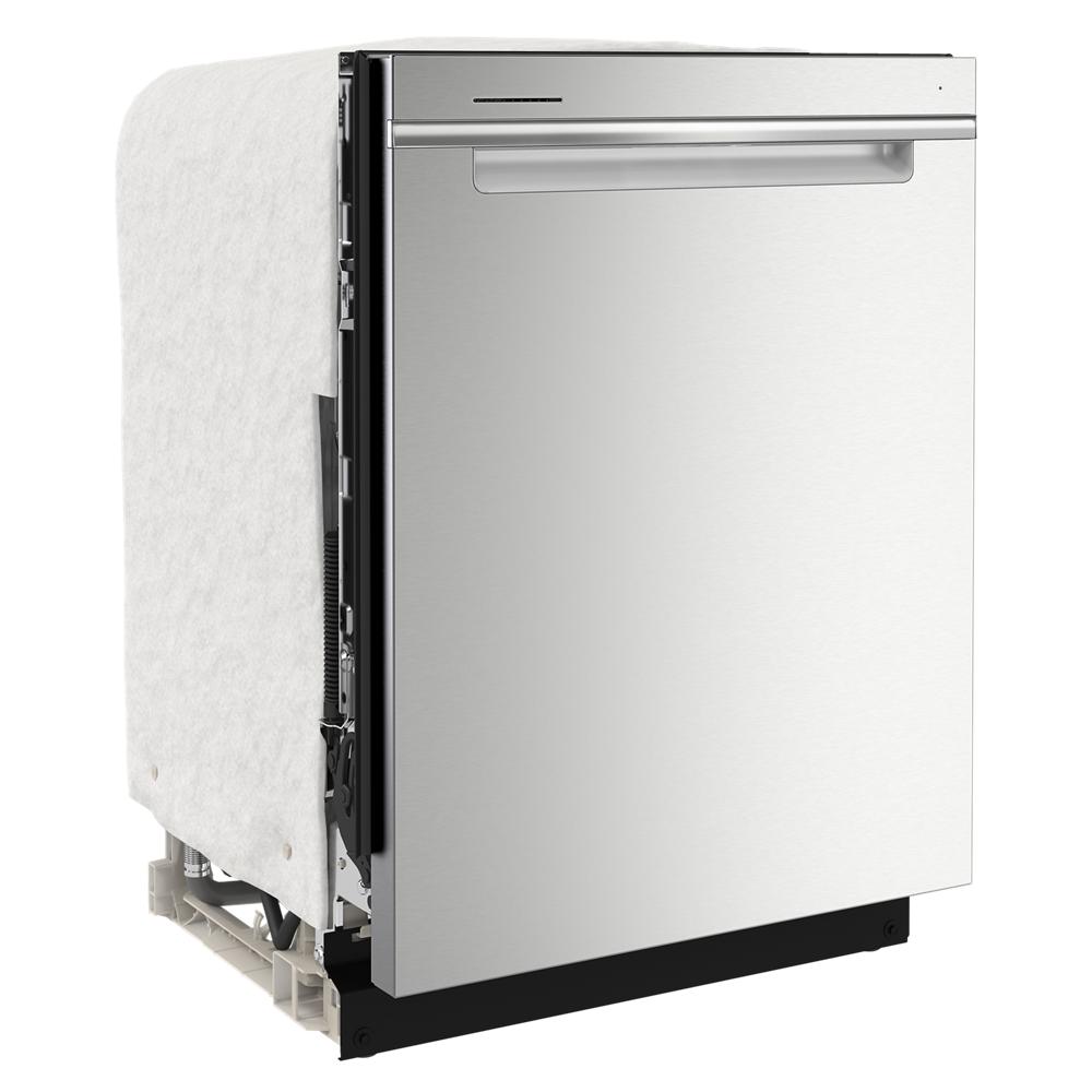 Unfinished stainless steel dishwasher with integrated handle for dishwashers and kitchen appliance collections