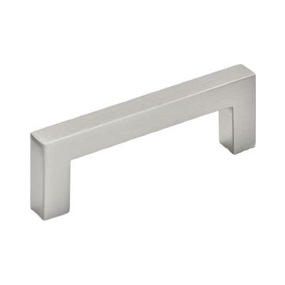 Satin nickel 3-inch center-to-center cabinet pull with modern square design for furniture hardware and home improvement