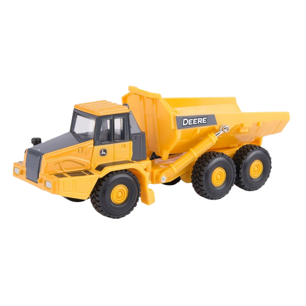 Yellow and black articulated dump truck toy model with six wheels for vehicles and toys collections under $50