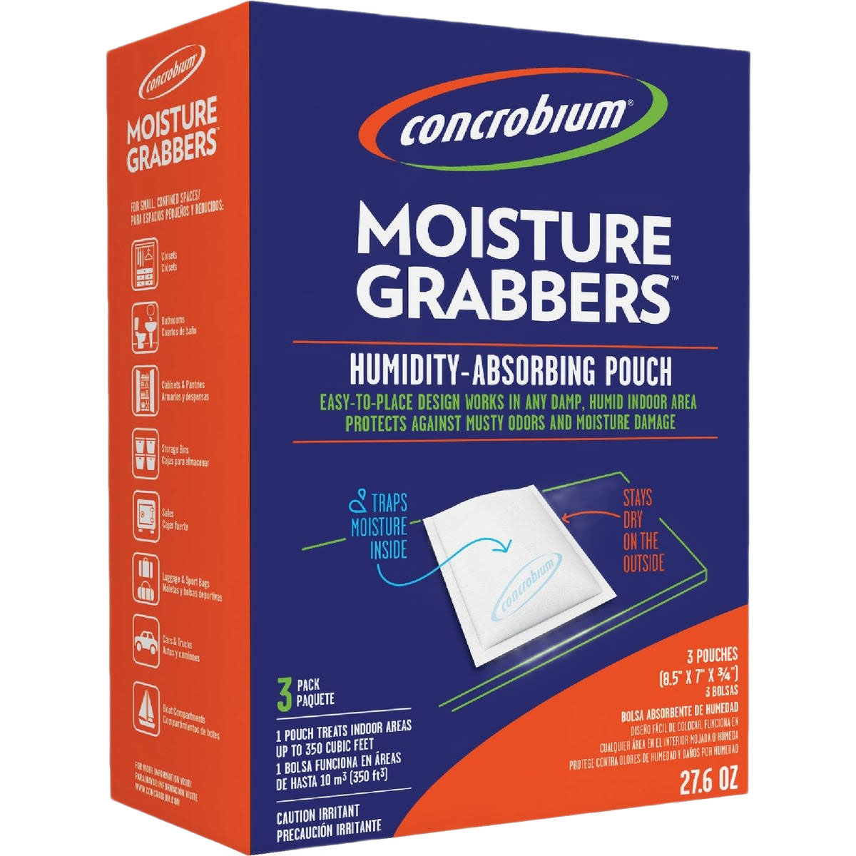 Box of three Concrobium moisture-absorbing pouches for indoor humidity control in household cleaning under $50 category