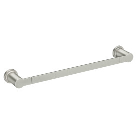 Brushed nickel 18-inch towel bar with modern design for bathroom home improvement projects and organization