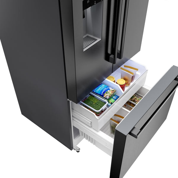 500 Series, French Door Bottom Mount Refrigerator, 36'', Black Stainless Steel