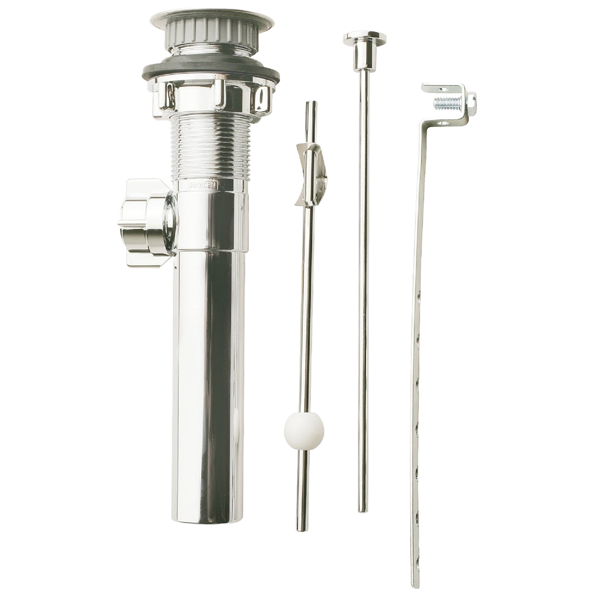Chrome-plated 1-1/4 inch pop-up drain assembly with lift rod and plunger for plumbing and pipes & fittings collections