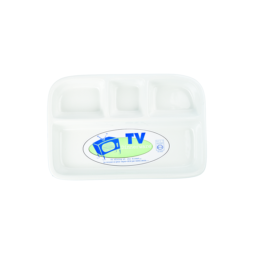 White divided TV dinner tray with four compartments for organized meals in kitchenware collection under $50
