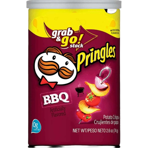 Pringles BBQ snack canister with barbecue flavor chips in the Chips & Snacks and Food & Beverage collections under $50