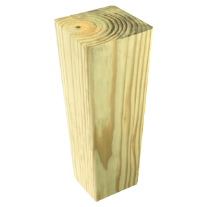 Piece of treated 4x4 lumber with visible grain and smooth finish for home improvement and construction projects