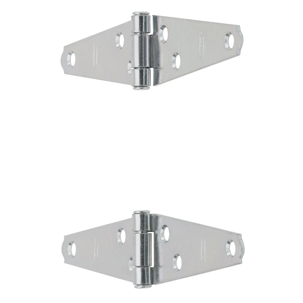 Pair of zinc light strap hinges with offset mounting holes for doors, gates, and home improvement projects under $50