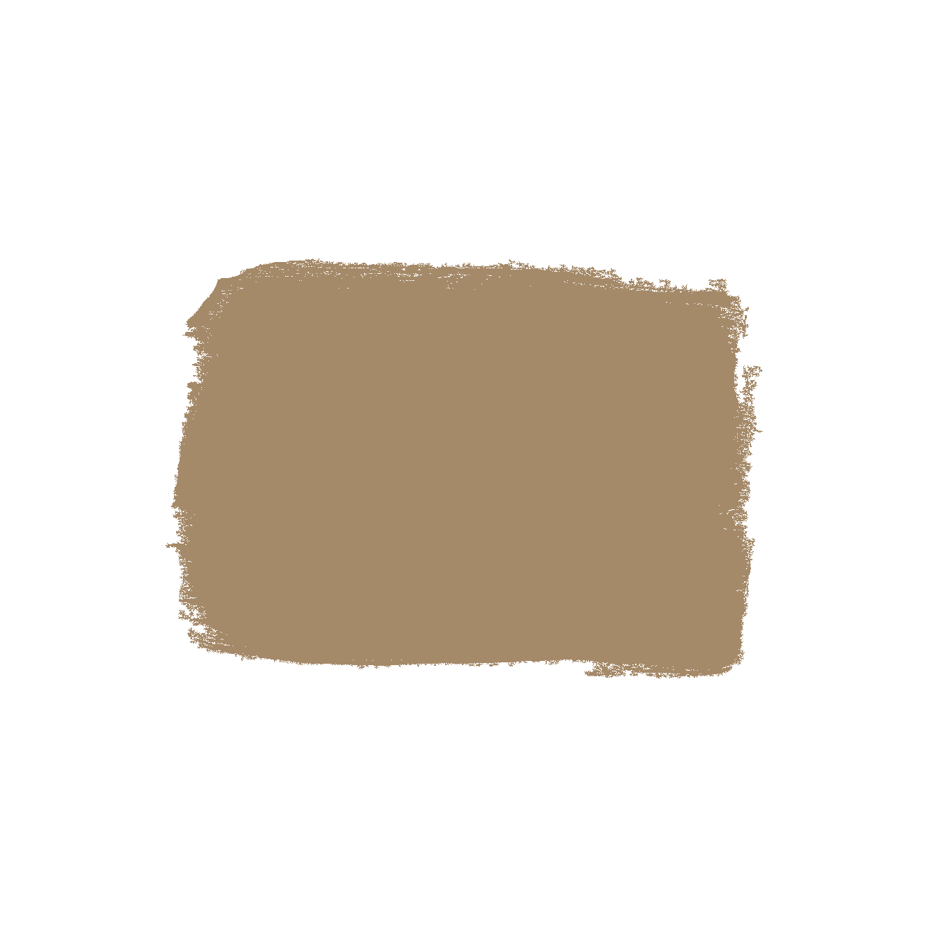 Swatch of soft brown acrylic latex paint with weathered clay and dark soil undertones in specialty paint collection
