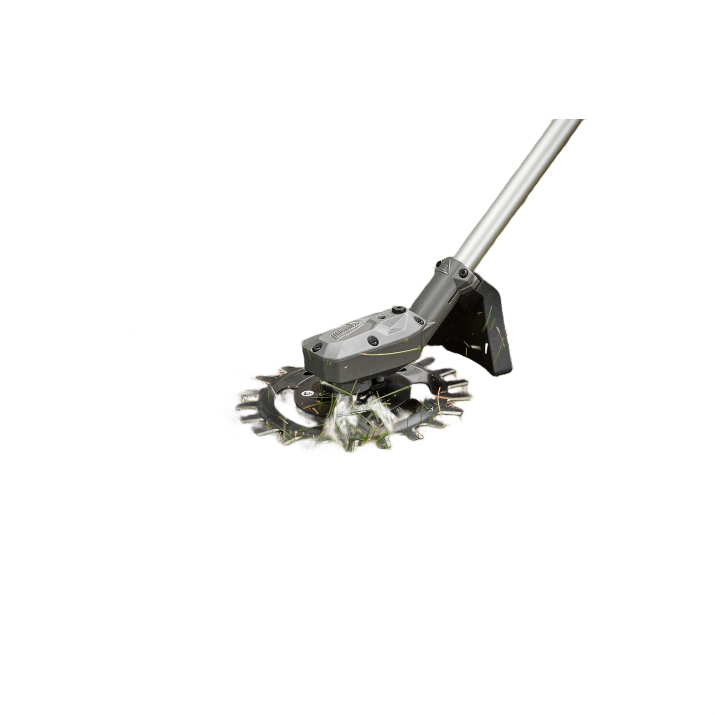 Reciprocating trimmer attachment with rotating serrated blade and long shaft for Milwaukee M18 power tools collections