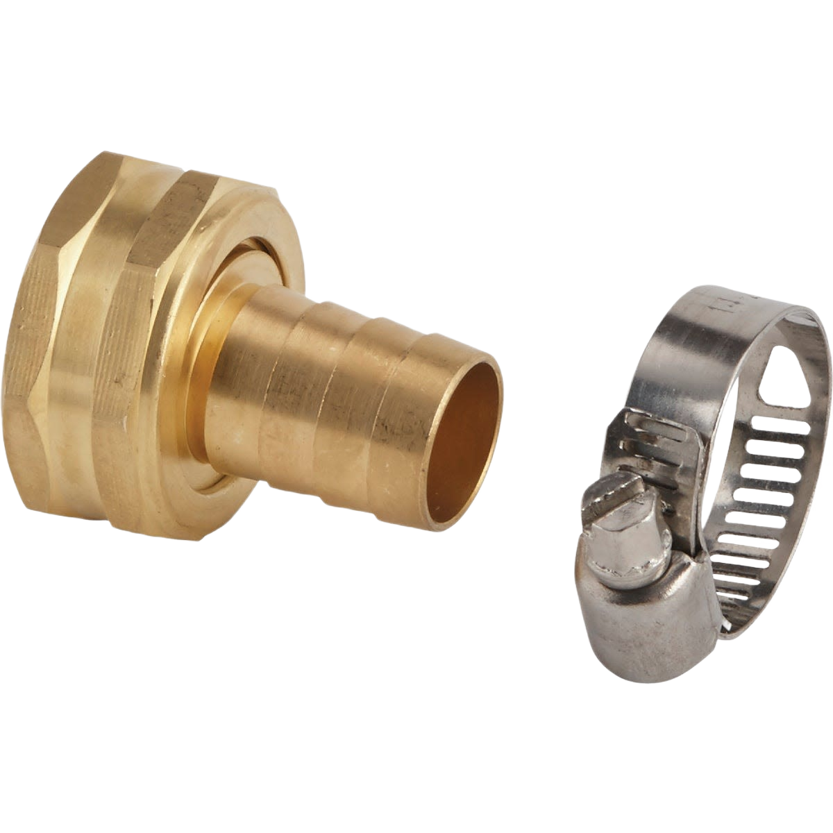 Brass female hose end repair coupling with stainless steel clamp for watering and irrigation tasks under $50