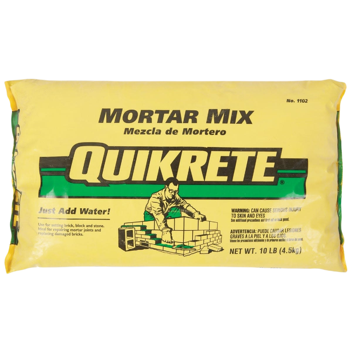 Yellow bag of Quikrete mortar mix for masonry projects in concrete, cement, and masonry collections under $50