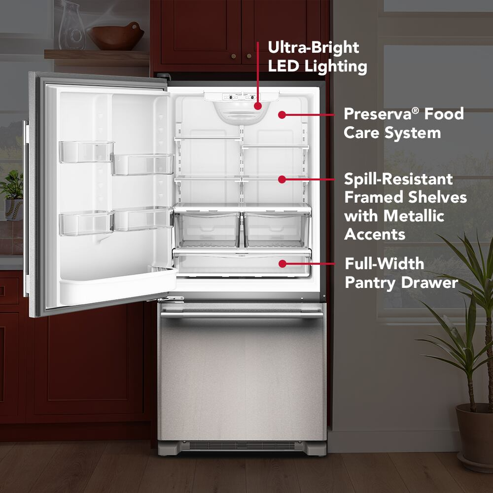 19 Cu. Ft. 30-Inch Standard-Depth Bottom Mount Refrigerator with Left Door Swing