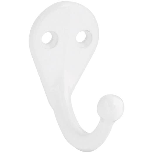 White die-cast zinc single hook for closet and wardrobe organization in storage and home improvement collection