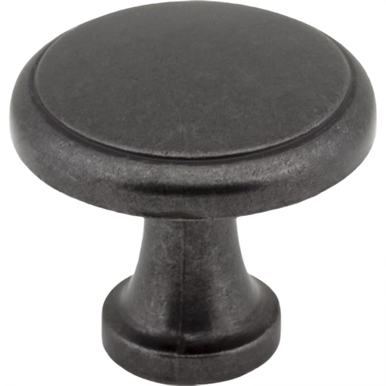 Gun metal finished round cabinet knob with a modern look for hardware and furniture accessories collections