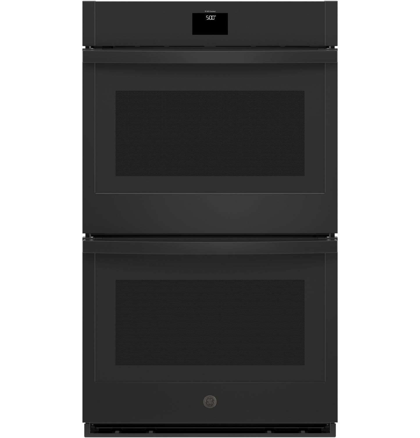 Matte black built-in double wall oven with digital display and convection cooking from kitchen appliances collection