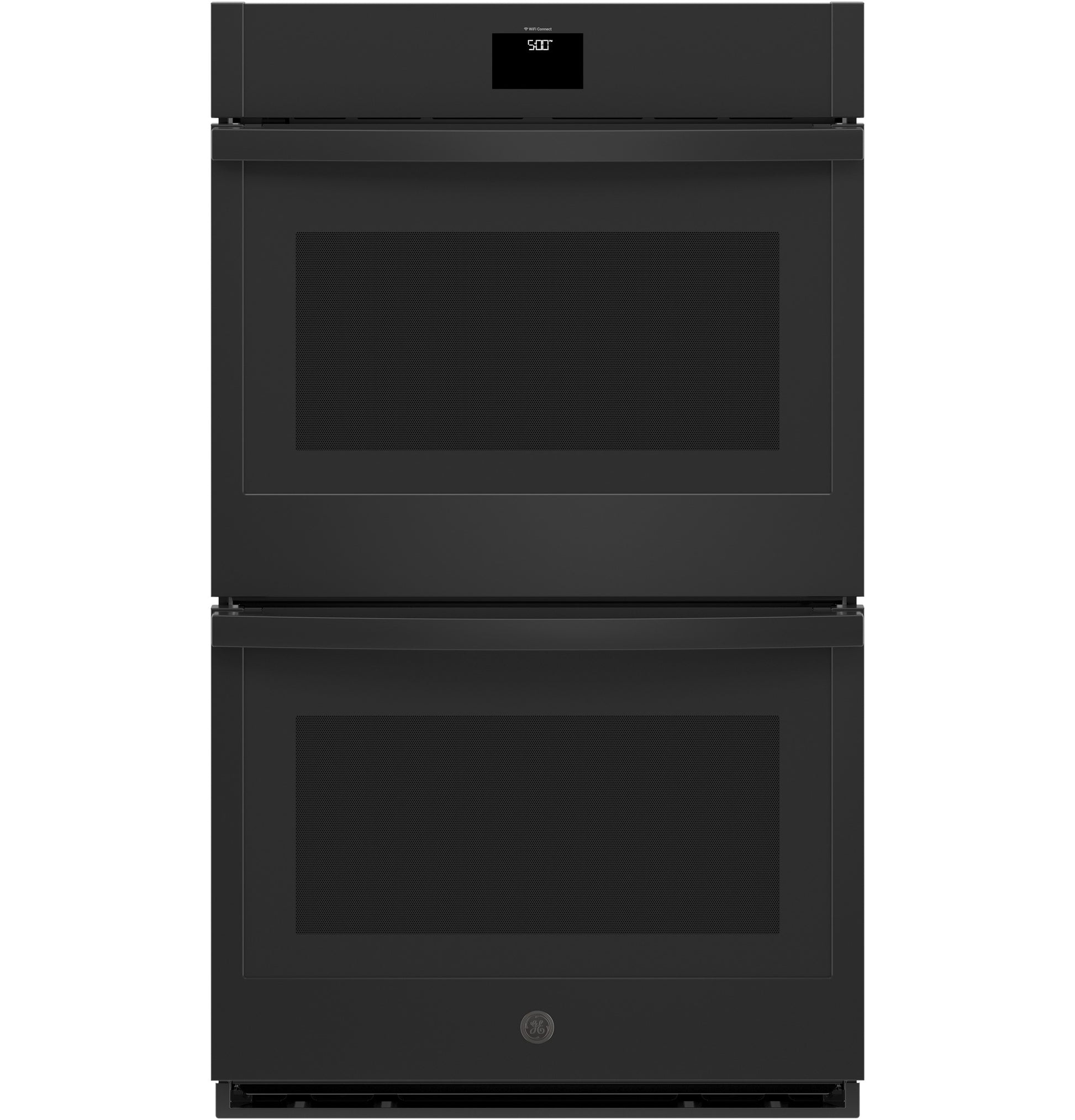 Matte black built-in double wall oven with digital display and convection cooking from kitchen appliances collection