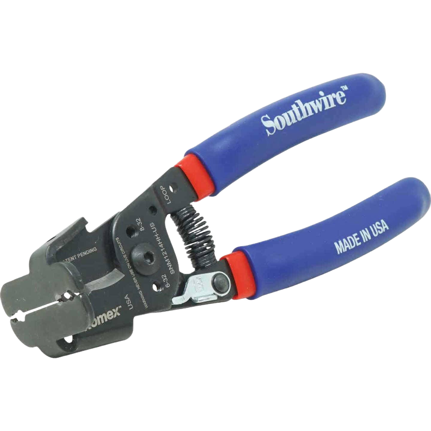 Wire strippers with blue ergonomic handles designed for precise Romex cable cutting and home improvement tasks