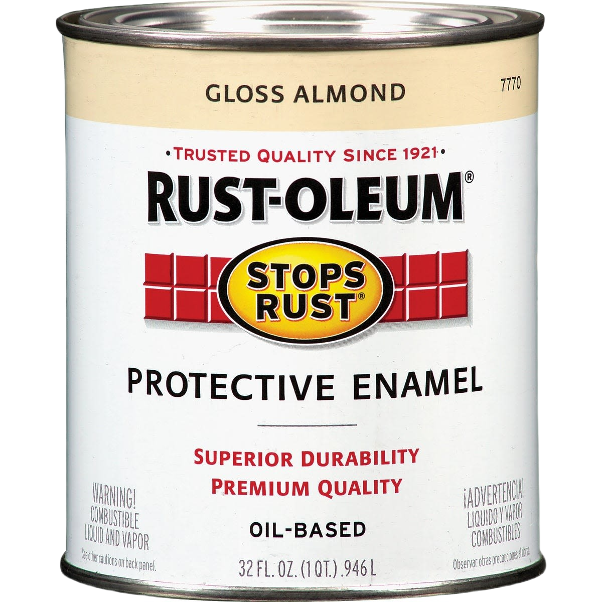 Rust-Oleum gloss almond oil-based protective enamel paint can for specialty paint and home improvement collections