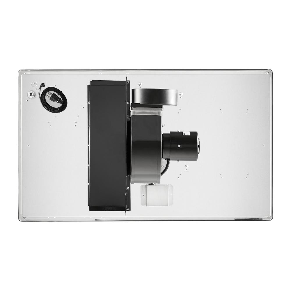 Top view of downdraft ventilation system installed on 36-inch gas cooktop from KitchenAid appliances collection