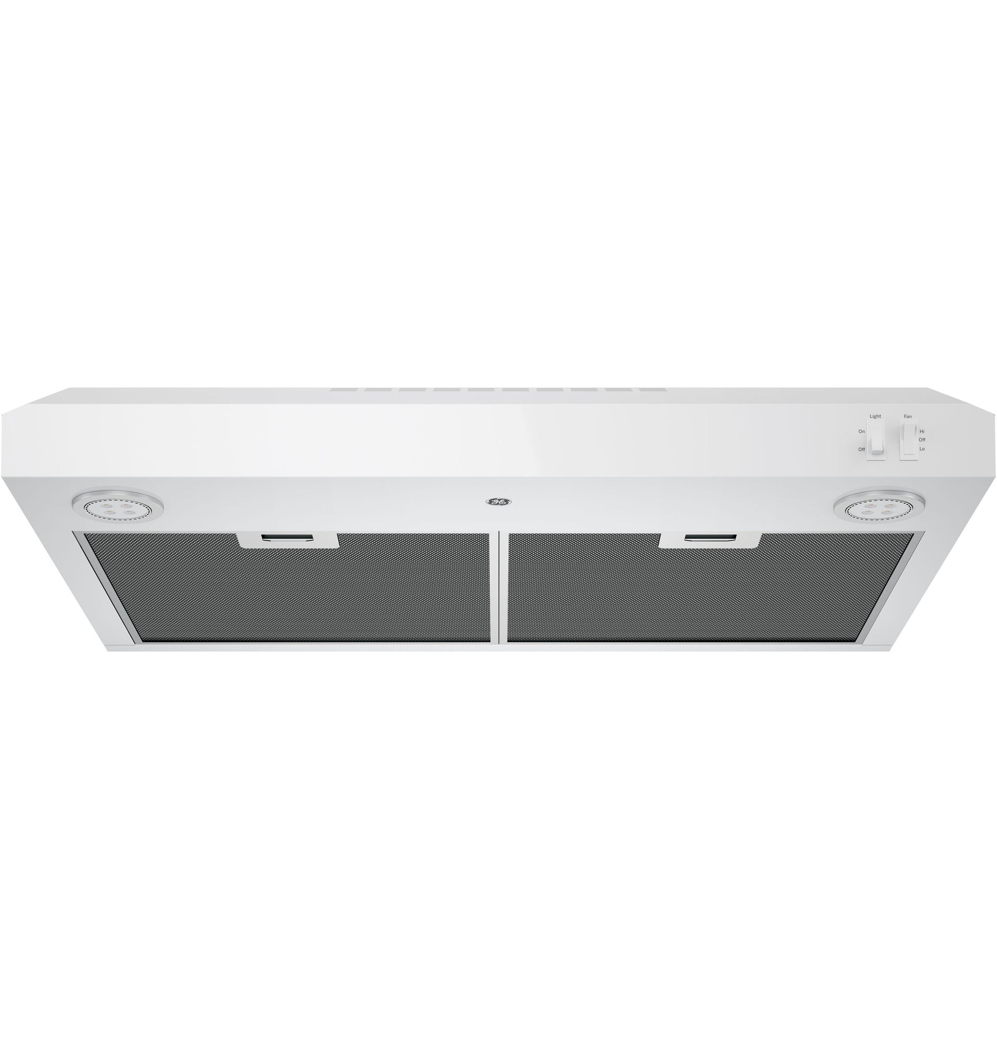 White under cabinet range hood with dual filters and manual controls from kitchen appliances and range hoods collection
