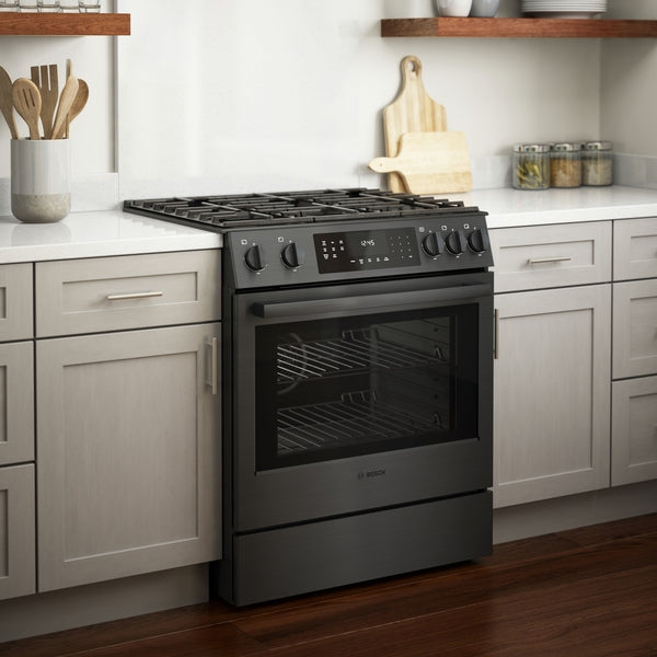 800 Series, Gas Slide-in Range, 30'', Black Stainless Steel