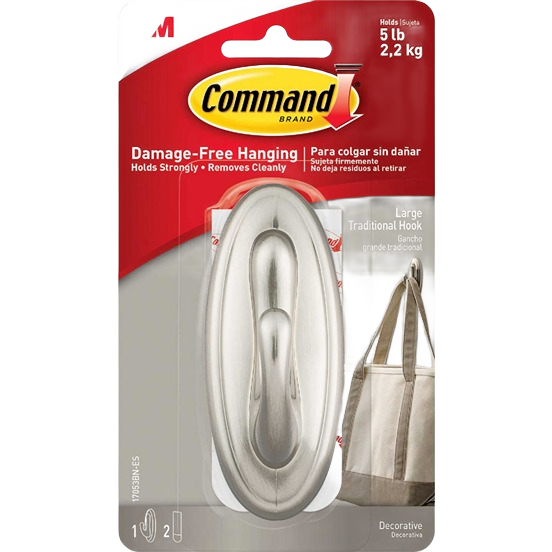 Sleek metallic utility adhesive hook for damage-free hanging, part of hardware and fasteners under $50 collections