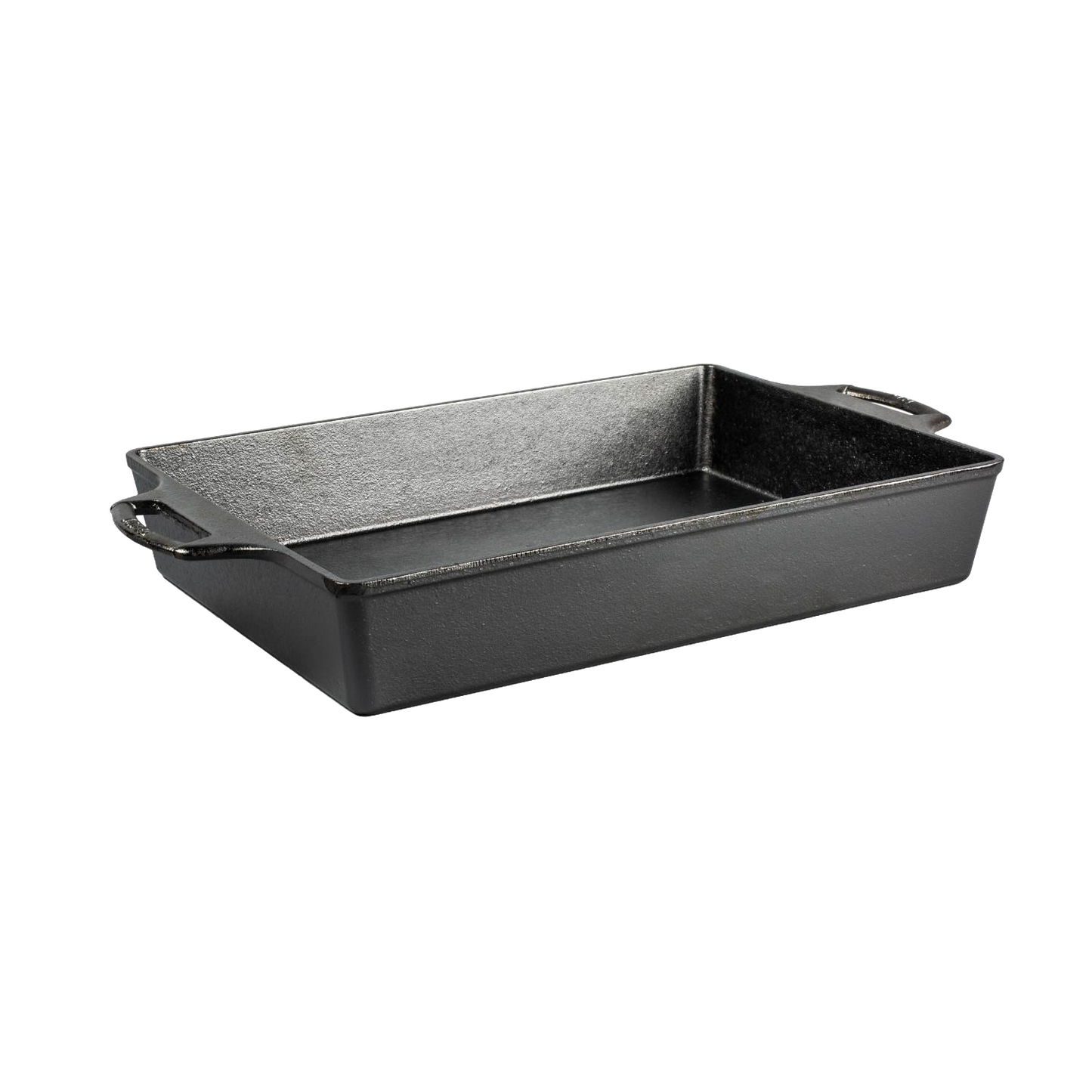 Rectangular black cast iron casserole pan with dual handles for Kitchenware and Lodge Cast Iron collections under $100