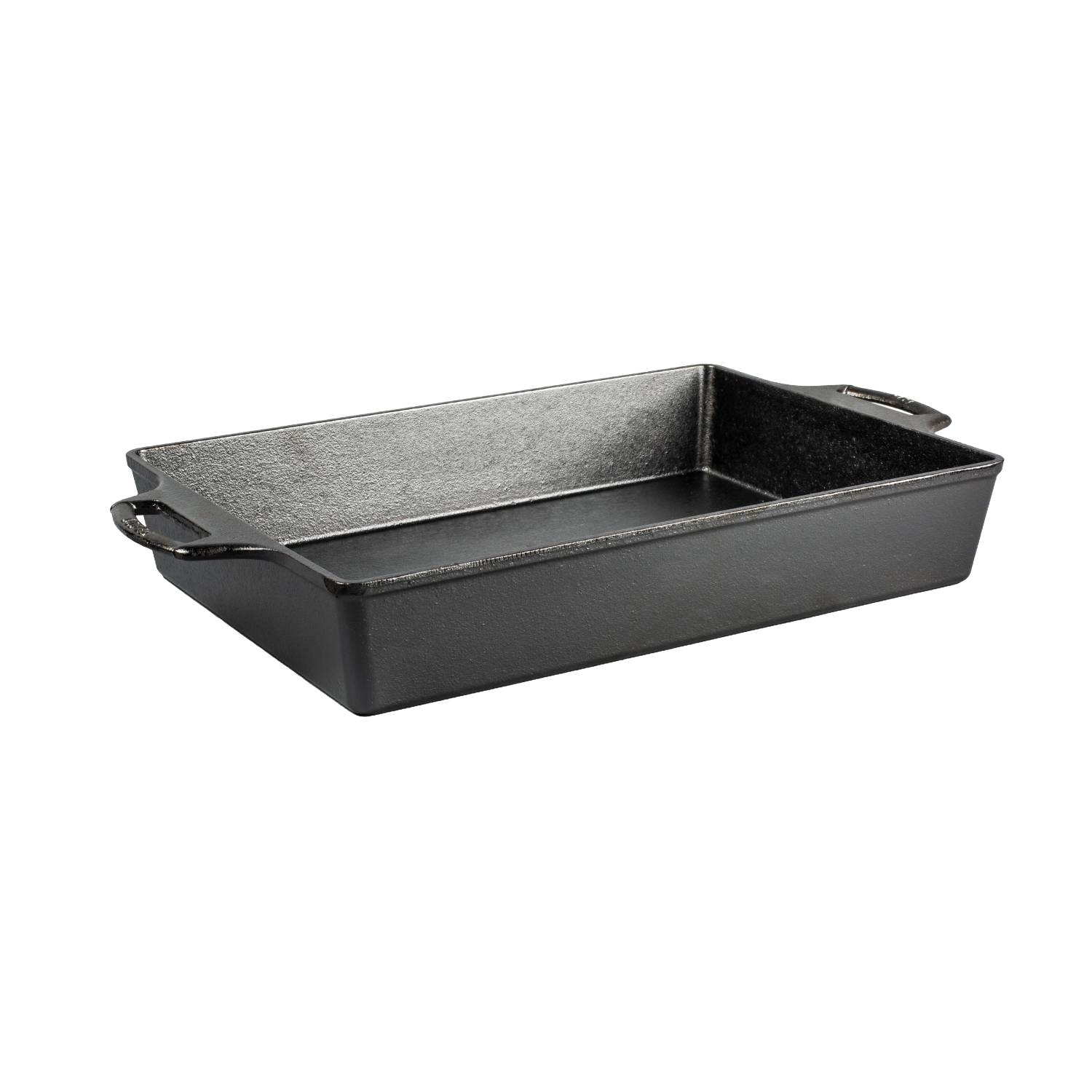 Rectangular black cast iron casserole pan with dual handles for Kitchenware and Lodge Cast Iron collections under $100