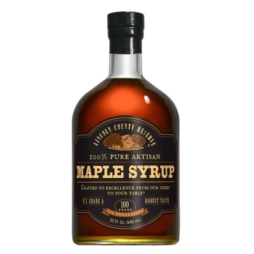 32 oz. bottle of Lincoln County Reserve maple syrup with rich flavor, part of Food & Beverage and Under $50 collections
