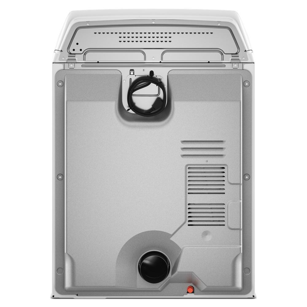 Back view of a white vented top load gas dryer with power cord and vent outlet from Dryers and Appliances collections