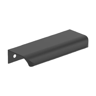 Matte black 4-inch cabinet edge pull with sleek streamlined design for hardware and furniture accessories under $50