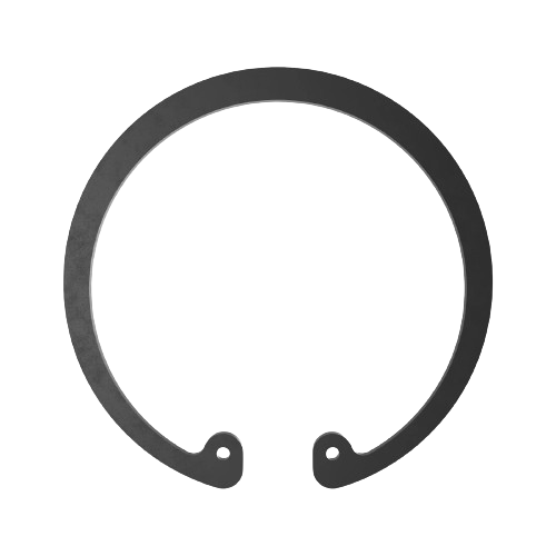 Black metal snap ring featuring two small holes at the ends for secure fitting in tools and home improvement applications