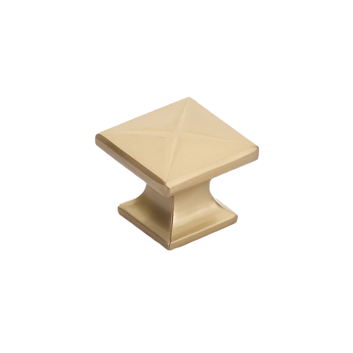 Square satin brass cabinet knob with a sleek Northport design, ideal for hardware and furniture accessories collections