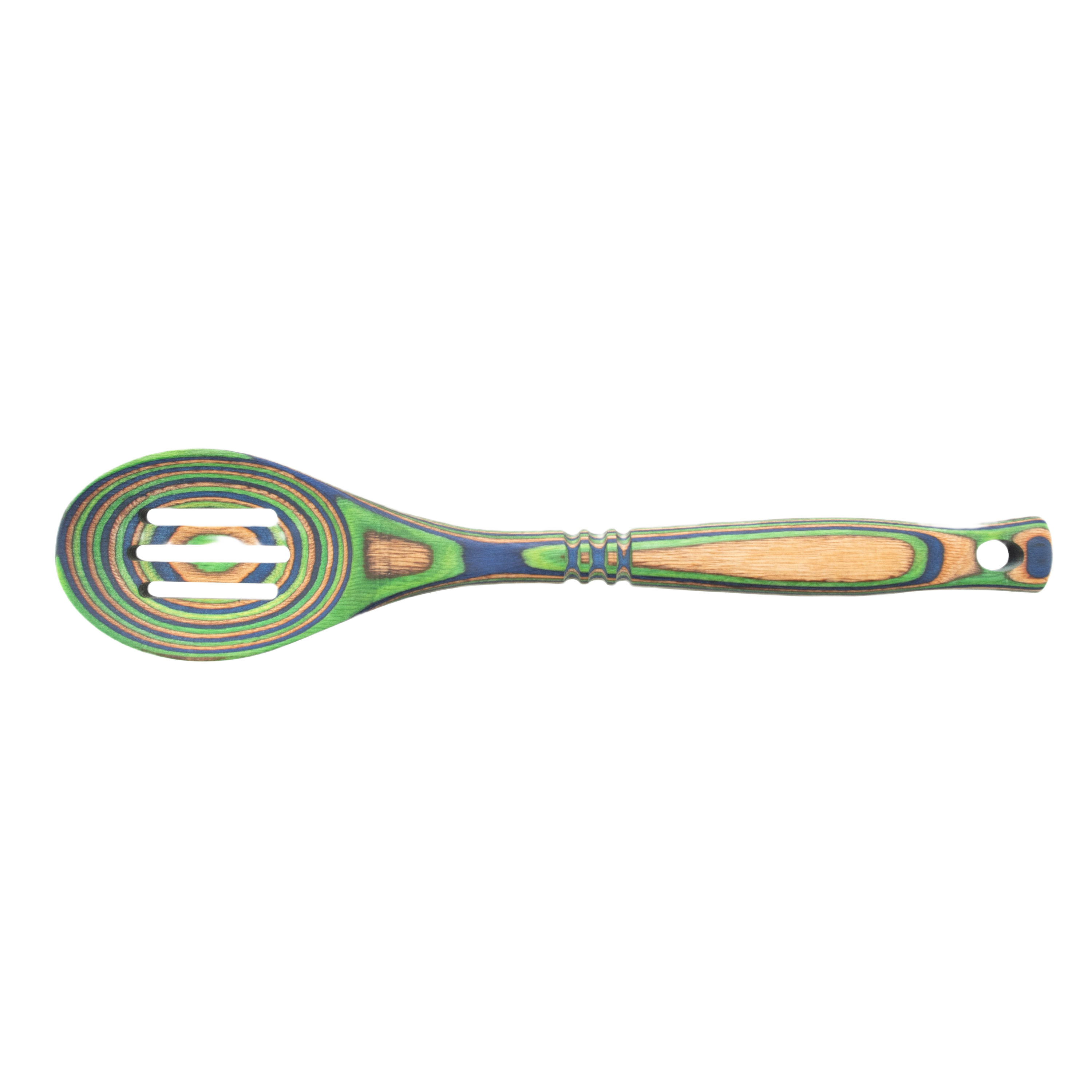 Island Bamboo Pakka Wood Peacock Slotted Spoon - Durable & Safe