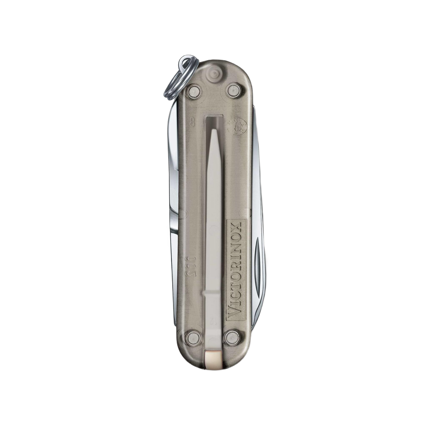 Compact translucent multi-tool pocket knife with nail file and keyring for cutting and woodworking tools under $50 collections