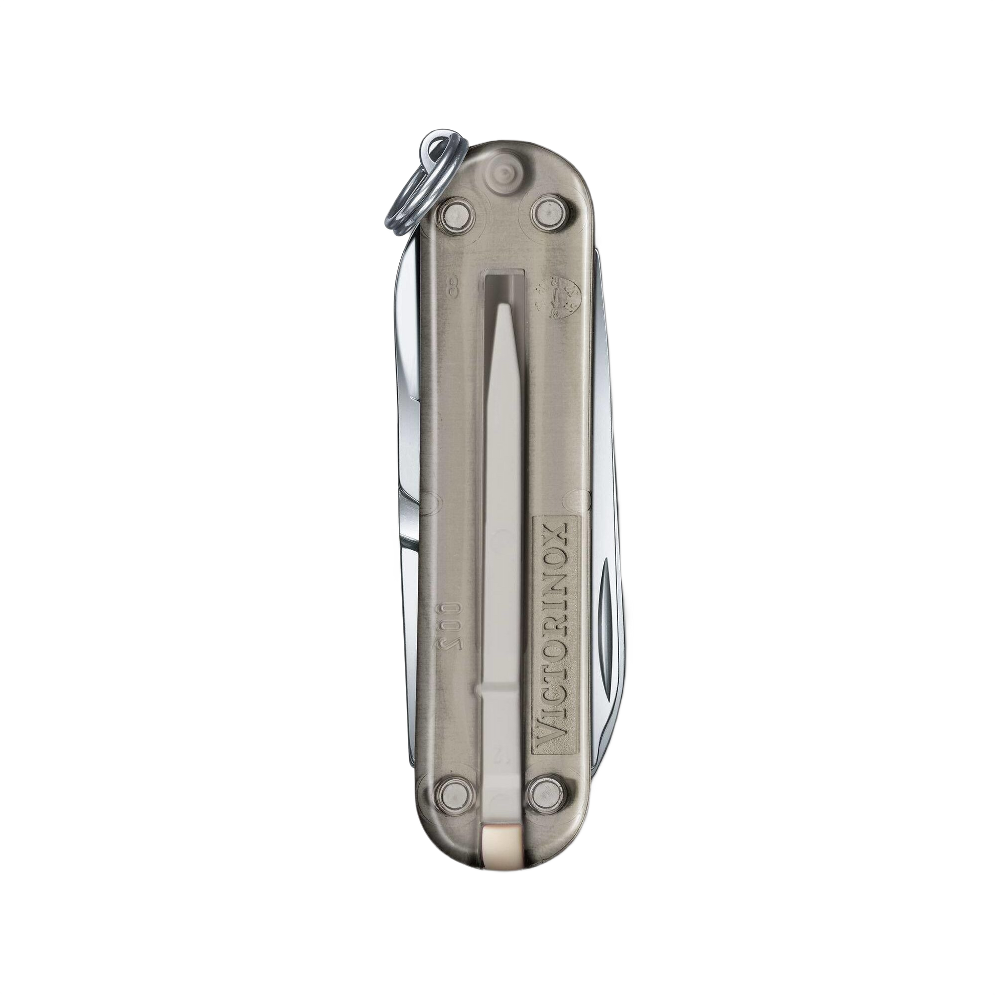 Compact translucent multi-tool pocket knife with nail file and keyring for cutting and woodworking tools under $50 collections