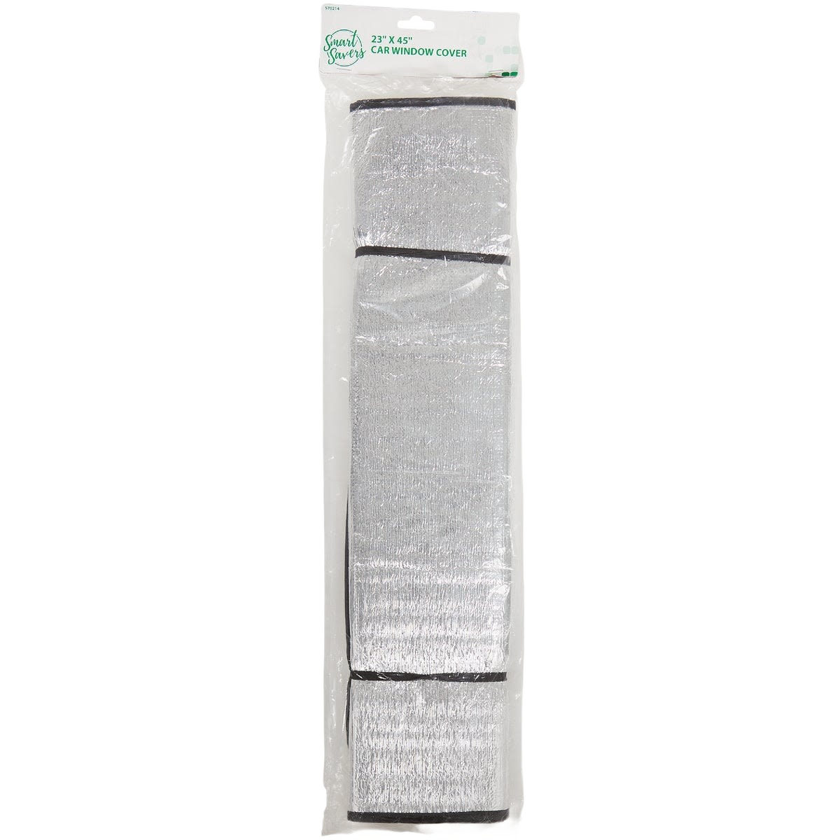 Reflective silver car window sunshade rolled and packaged for automotive use under $50 collection