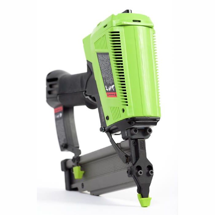 Green and black cordless brad nailer designed for precision fastening in home improvement tasks