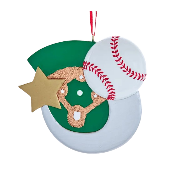Baseball ornament with star and stadium design for Christmas tree decoration in holiday and ornaments collections