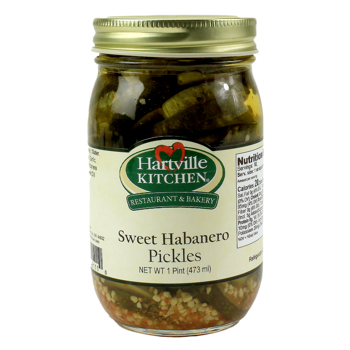 Glass jar of sweet habanero pickles with metal lid in Hartville Kitchen preserved goods and fruits & vegetables collections