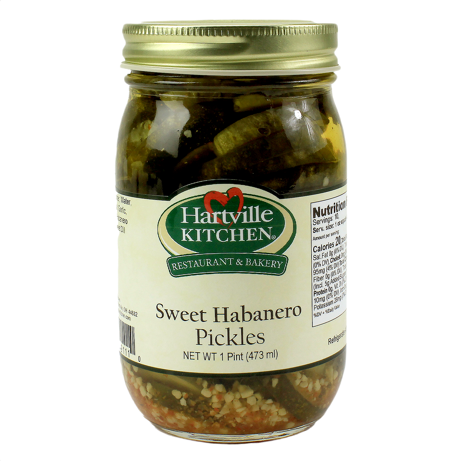 Glass jar of sweet habanero pickles with metal lid in Hartville Kitchen preserved goods and fruits & vegetables collections