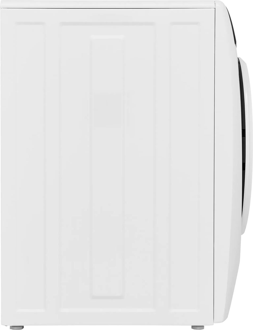 Side view of white front load washer with textured panel design from front load washers and appliances collections