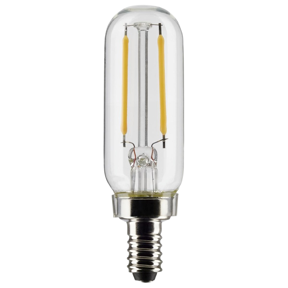 Clear tubular LED light bulb with candelabra base for energy-efficient home lighting and electrical applications under $50 collections